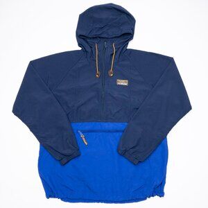 L.L. Bean Anorak Jacket Men's Small 1/2 Zip Hooded Windbreaker Colorblock Blue
